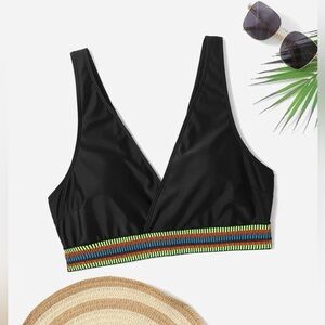 Add On - NWT 3X Shein Curve Black and Neon Green/Orange Bikini Top